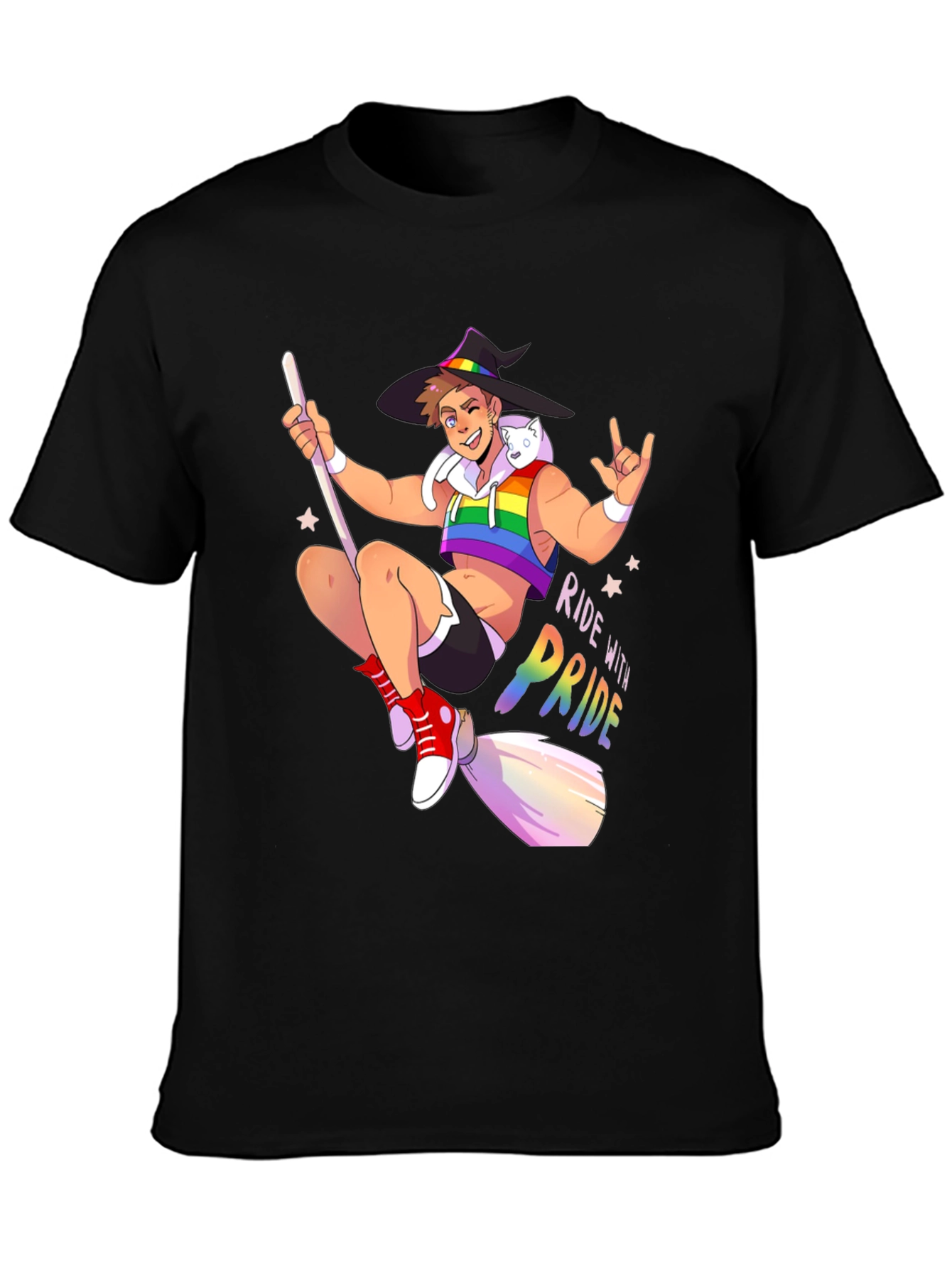 Ride with Pride T-Shirt - Gay Witch Design