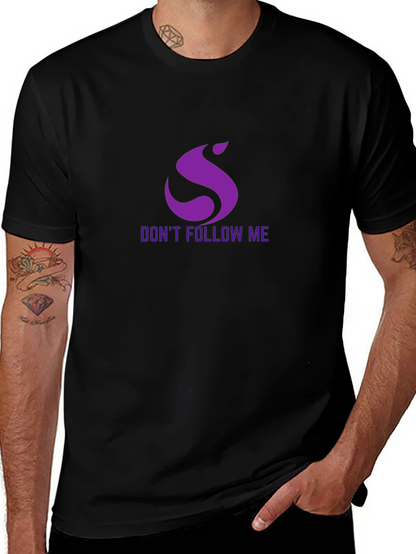 Dont Follow Me Purple Graphic Black T-Shirt