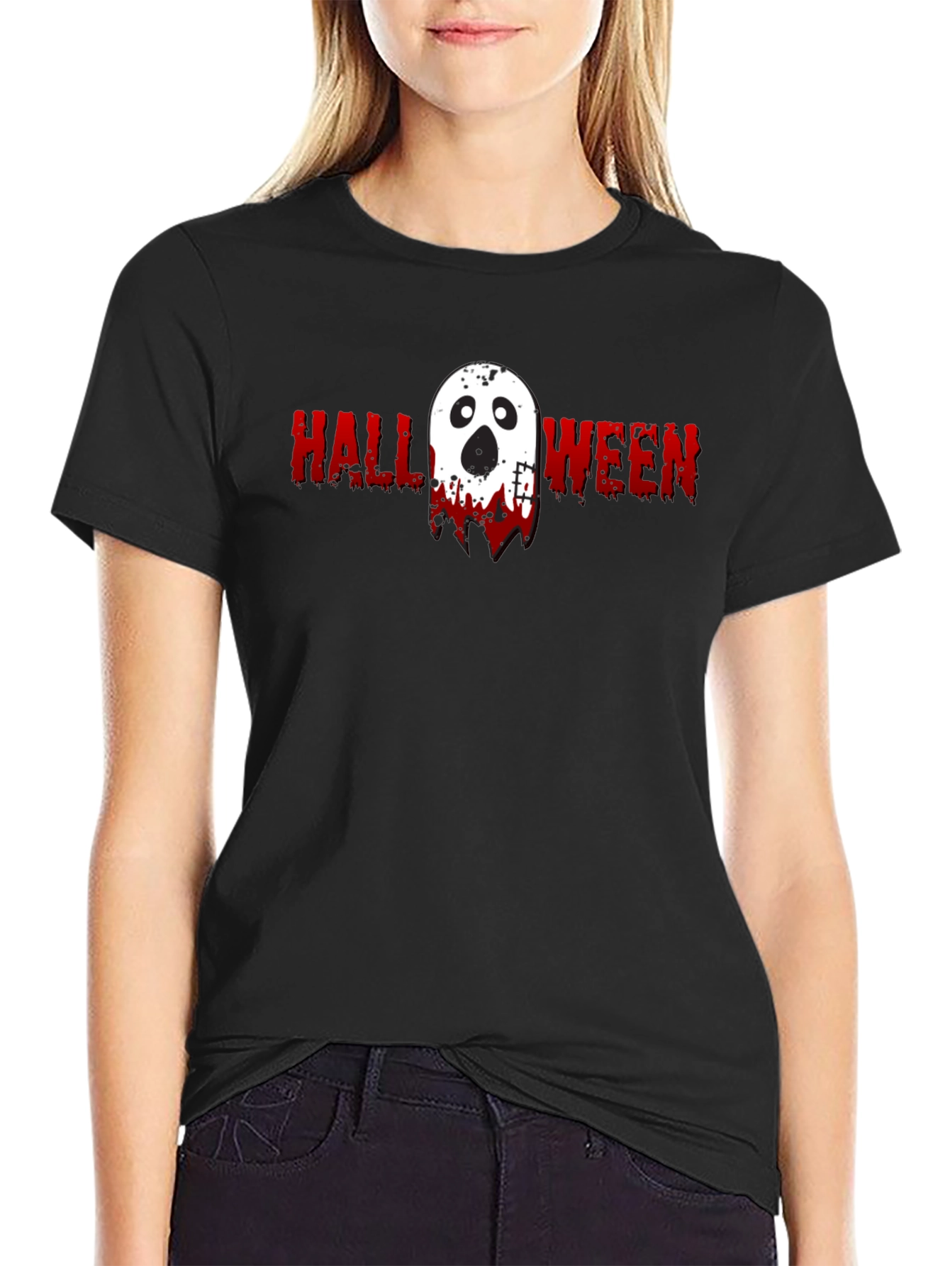 Halloween Ghost Graphic Tee - Spooky Season Shirt