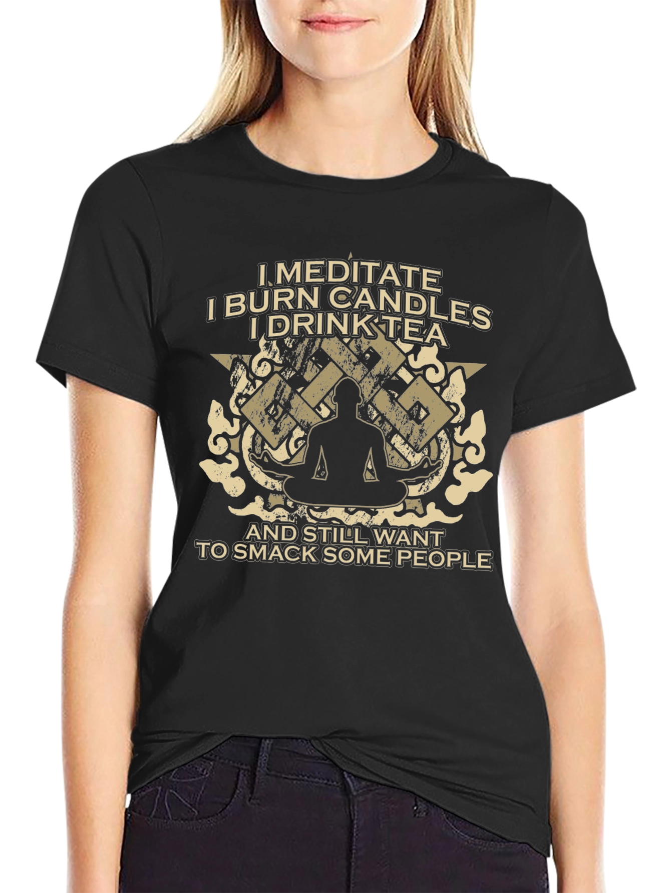 Meditate Burn Candles Smack People T-Shirt