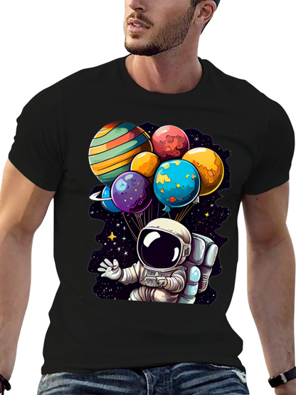 Astronaut Planet Balloons Graphic Tee