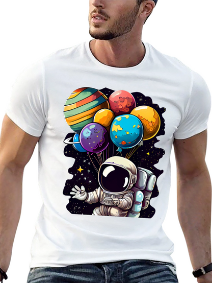 Astronaut Planet Balloons Graphic Tee