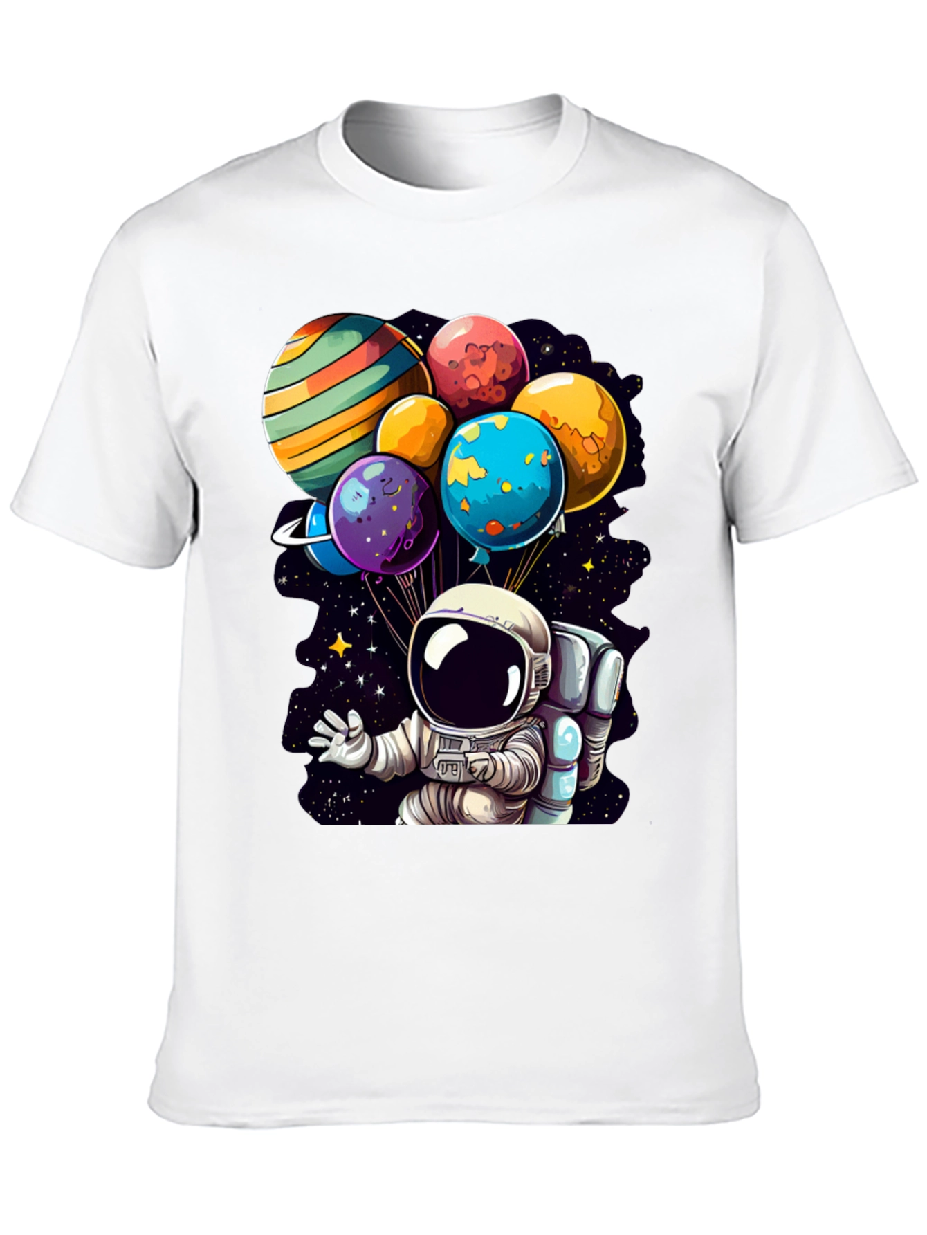 Astronaut Planet Balloons Graphic Tee