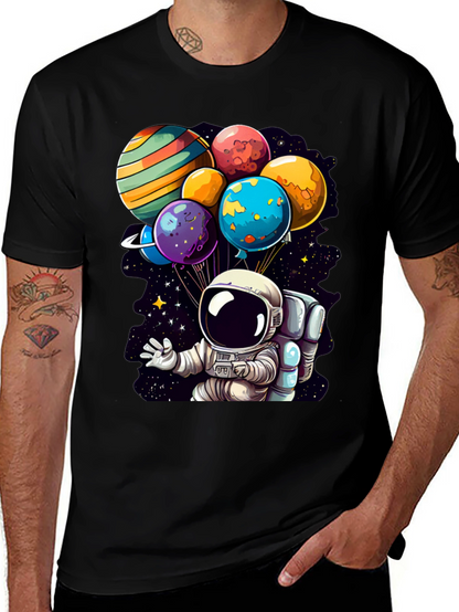 Astronaut Planet Balloons Graphic Tee