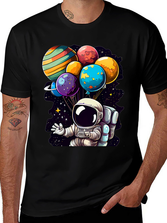 Astronaut Planet Balloons Graphic Tee