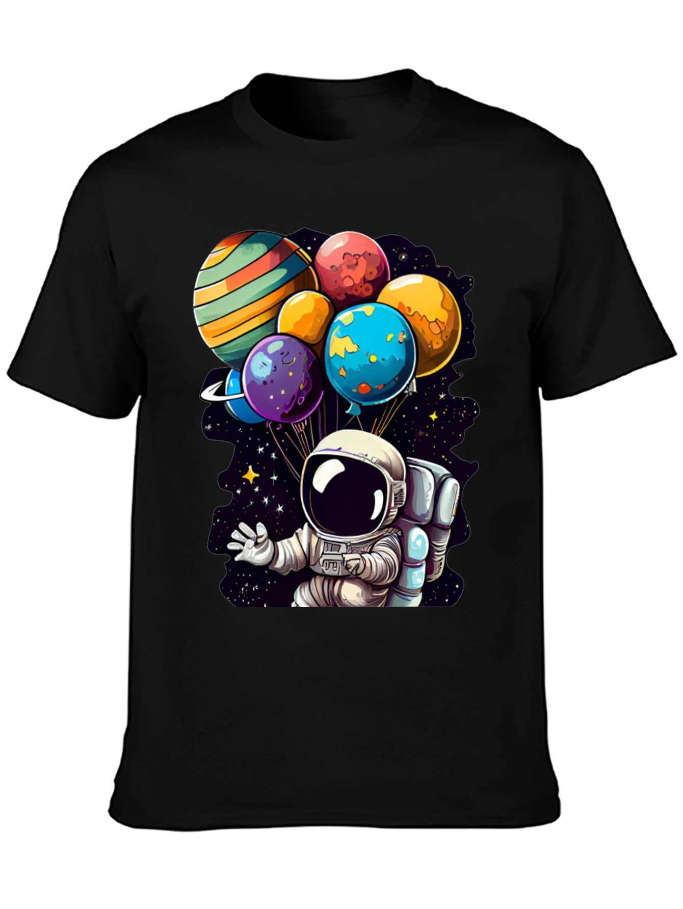 Astronaut Planet Balloons Graphic Tee