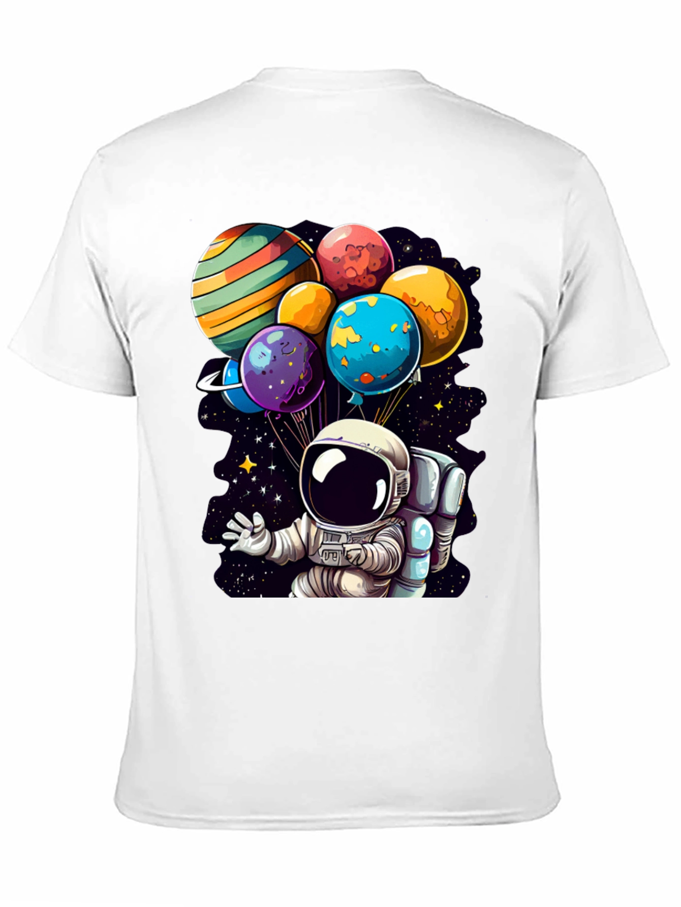 Astronaut Planet Balloons Graphic Tee