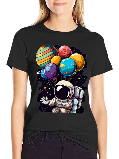 Astronaut Planet Balloons Graphic Tee