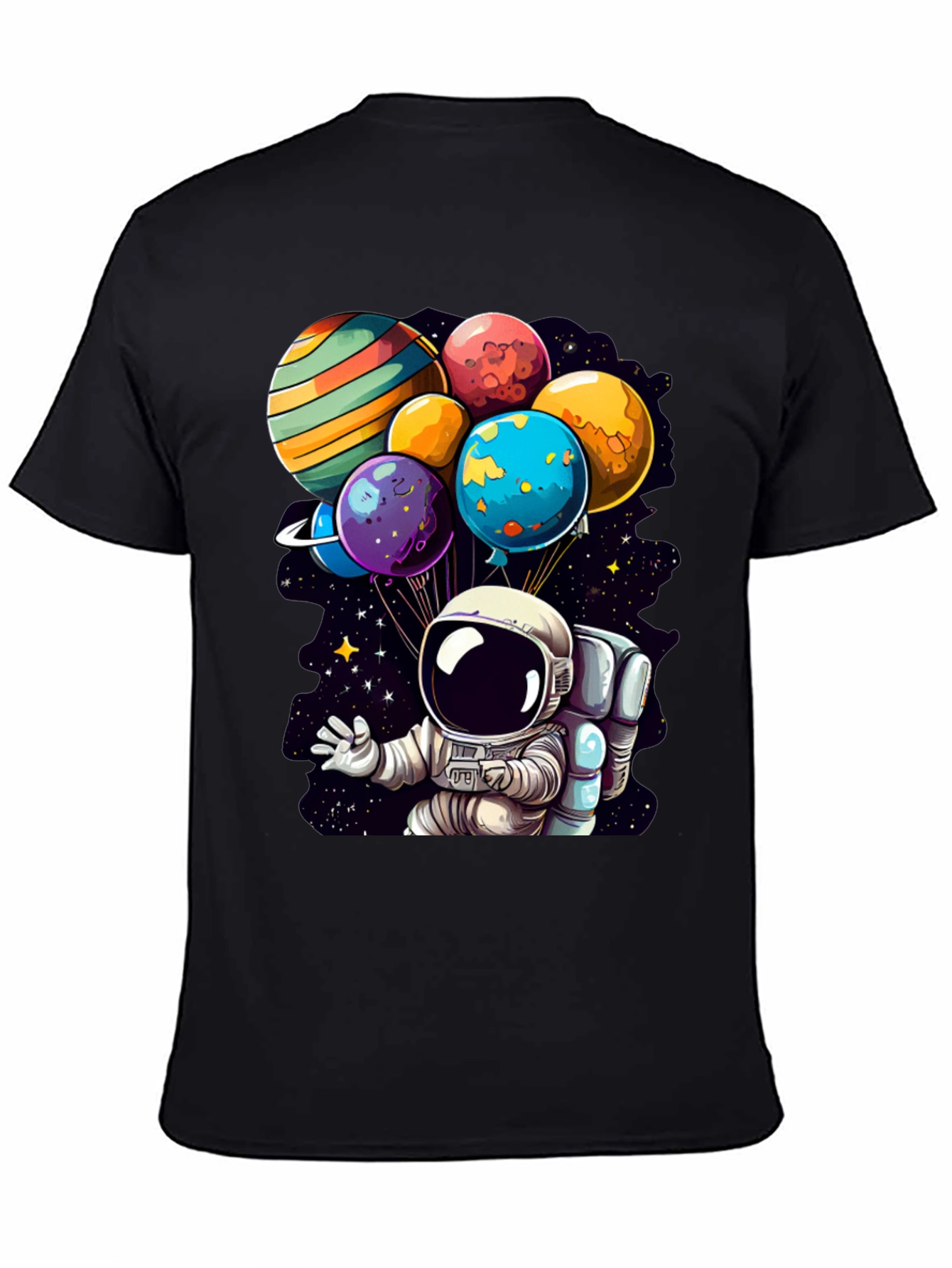 Astronaut Planet Balloons Graphic Tee