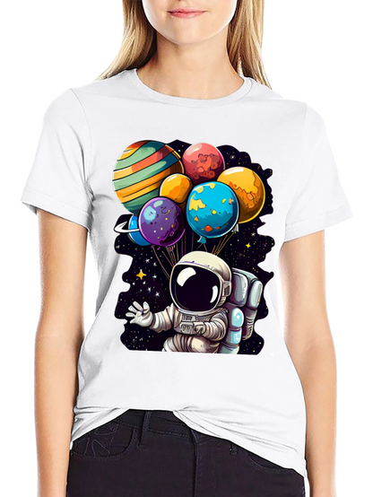 Astronaut Planet Balloons Graphic Tee
