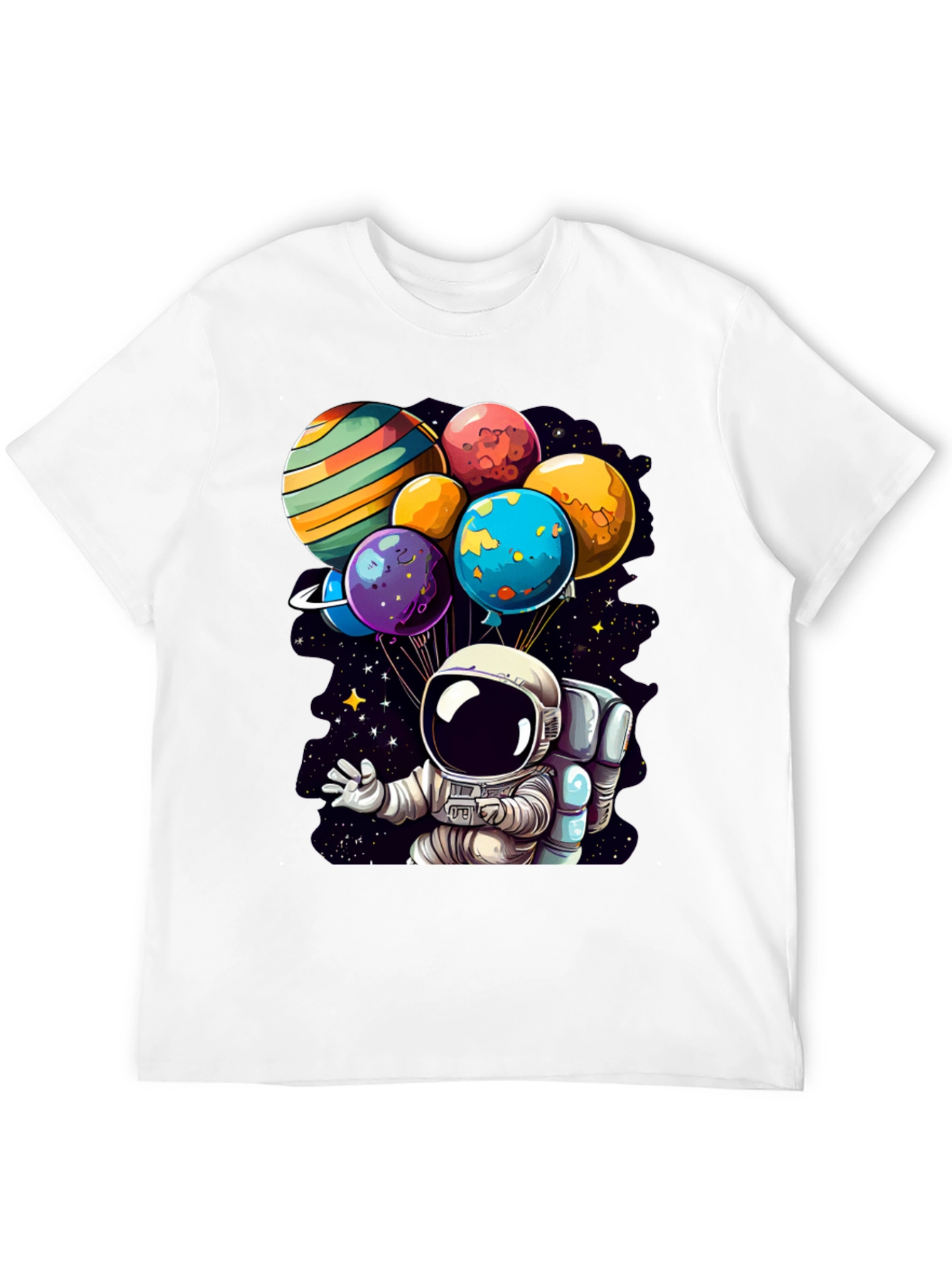 Astronaut Planet Balloons Graphic Tee