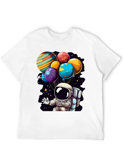 Astronaut Planet Balloons Graphic Tee