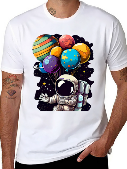 Astronaut Planet Balloons Graphic Tee