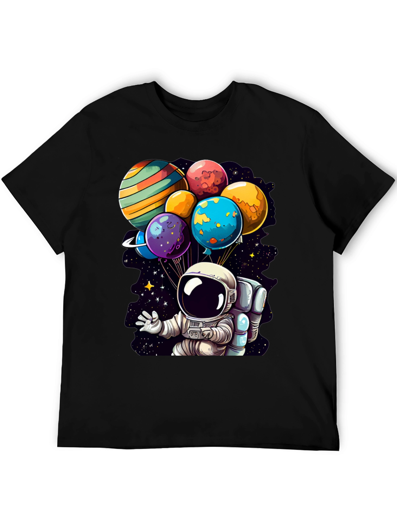 Astronaut Planet Balloons Graphic Tee