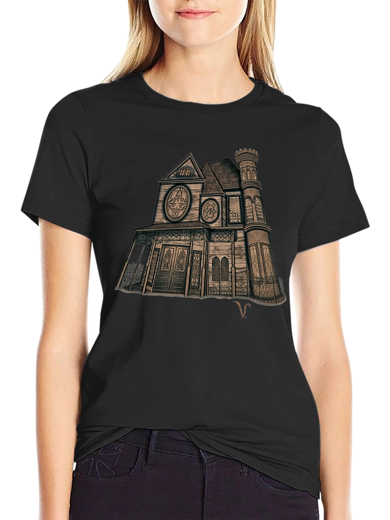 Haunted House Graphic Tee - Unique Design
