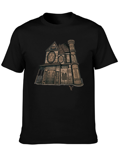 Haunted House Graphic Tee - Unique Design