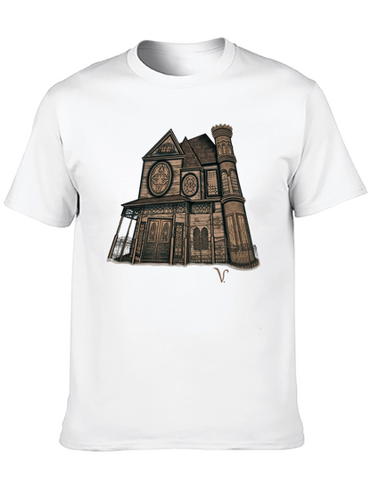 Haunted House Graphic Tee - Unique Design