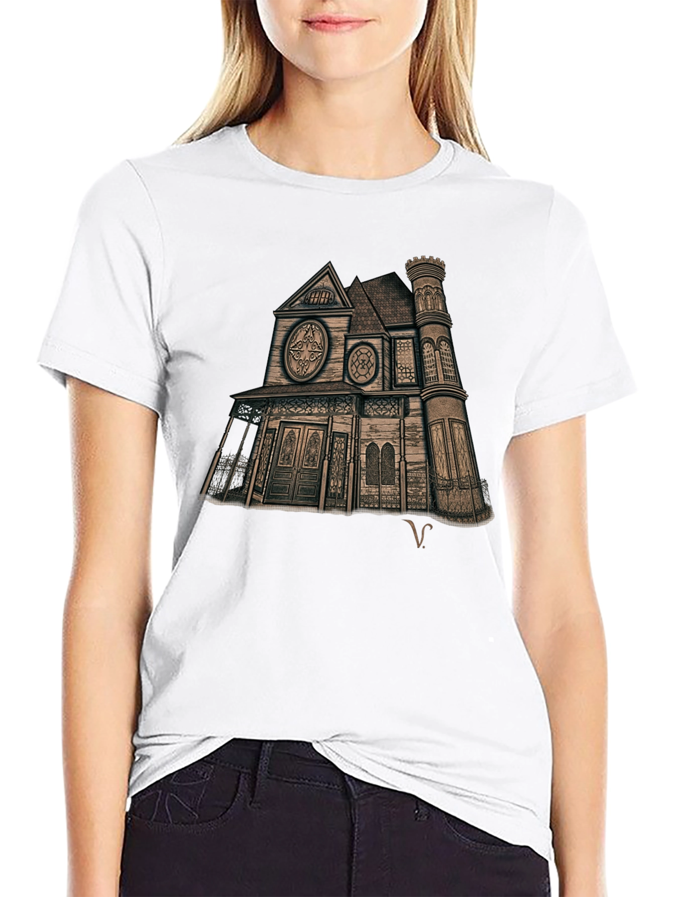 Haunted House Graphic Tee - Unique Design