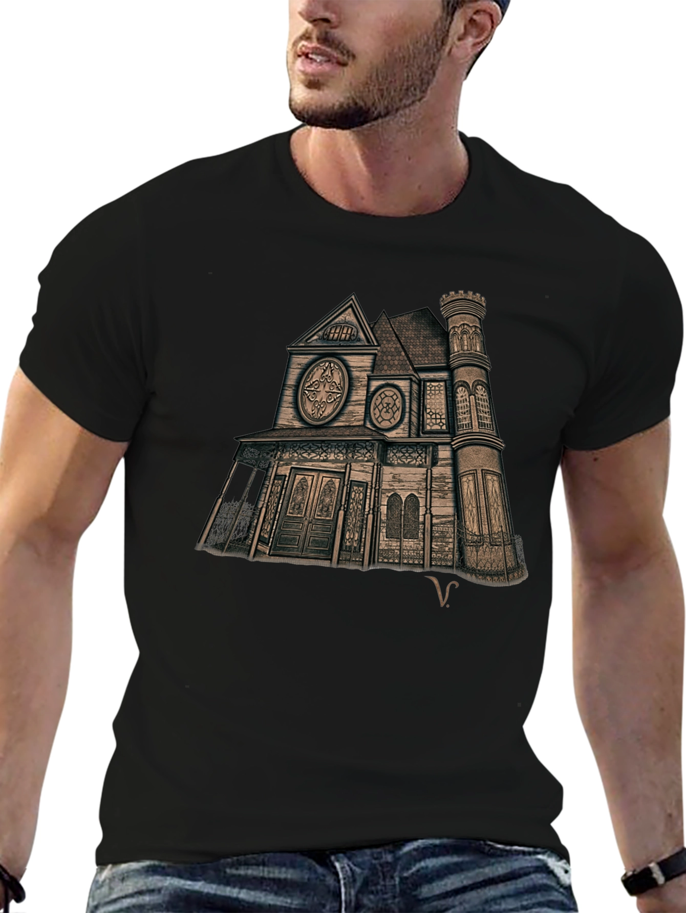 Haunted House Graphic Tee - Unique Design