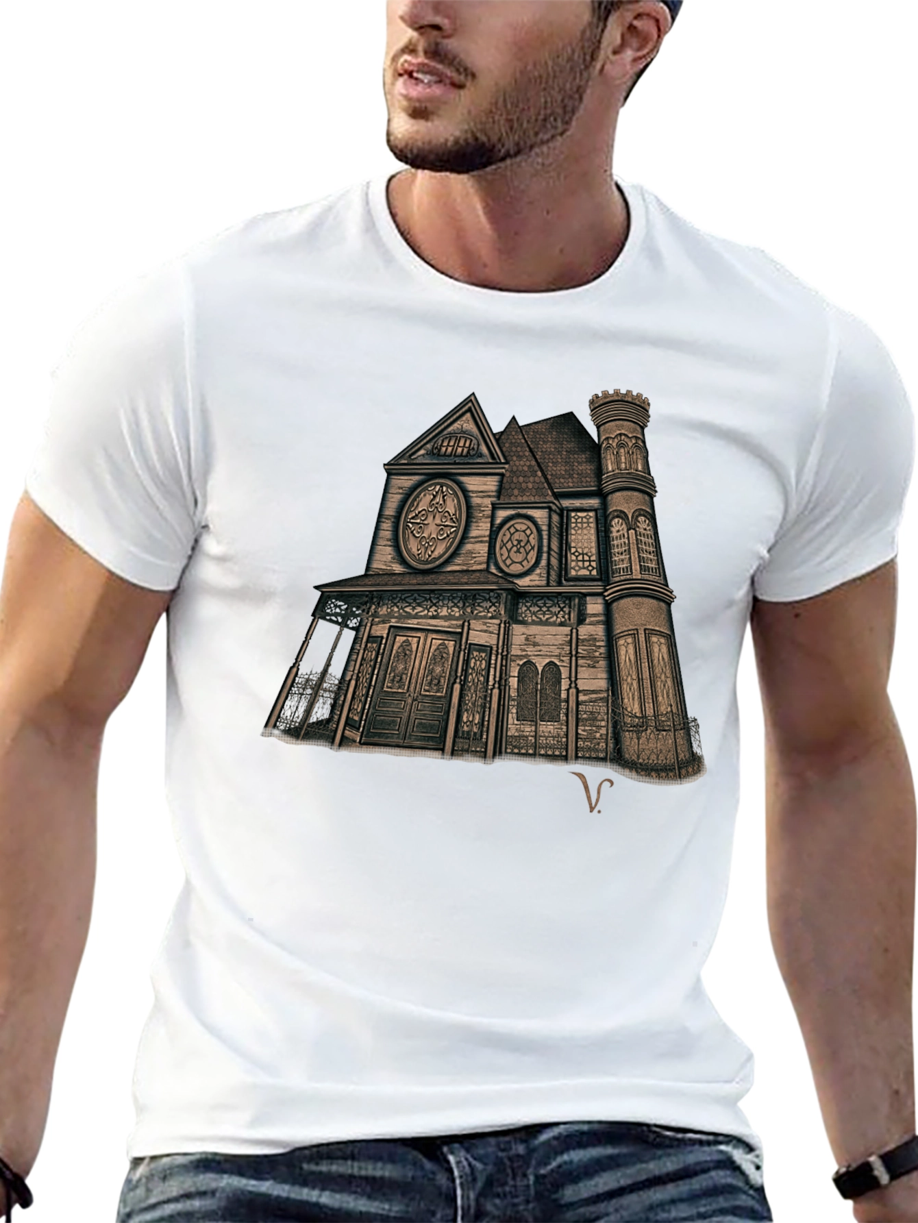 Haunted House Graphic Tee - Unique Design