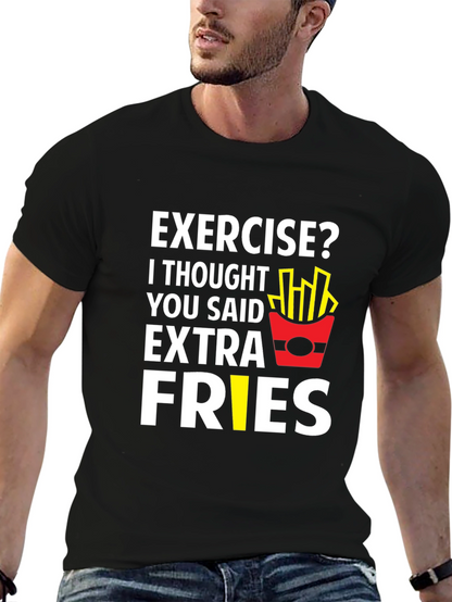 Funny Exercise Extra Fries Graphic T-Shirt