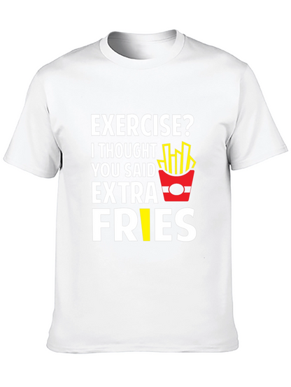 Funny Exercise Extra Fries Graphic T-Shirt