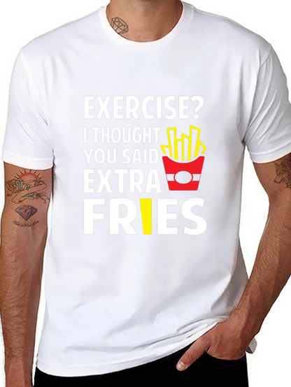 Funny Exercise Extra Fries Graphic T-Shirt