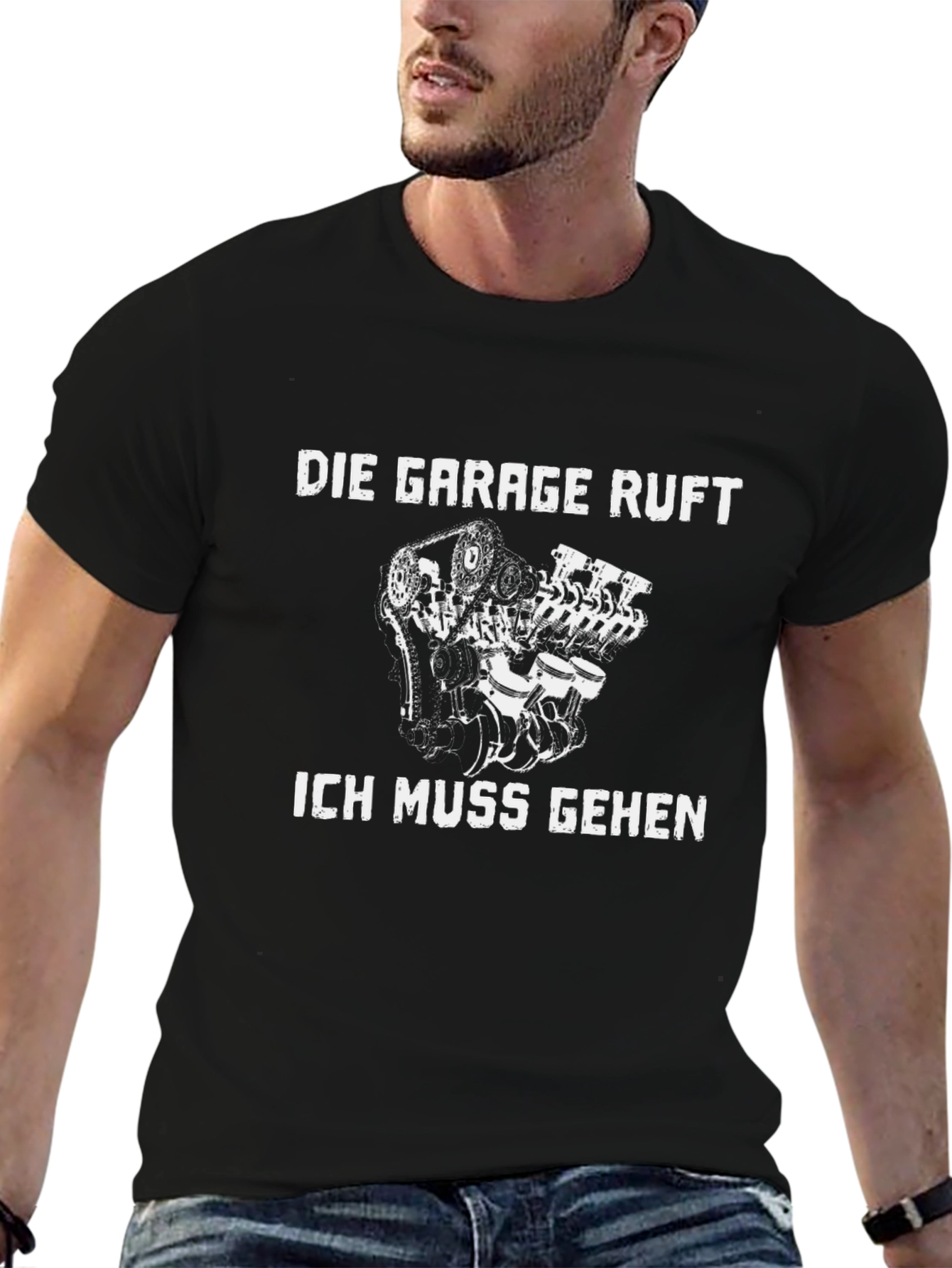 Die Garage Ruft Graphic T-Shirt - Black