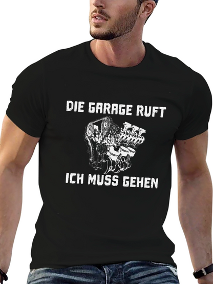 Die Garage Ruft Graphic T-Shirt - Black