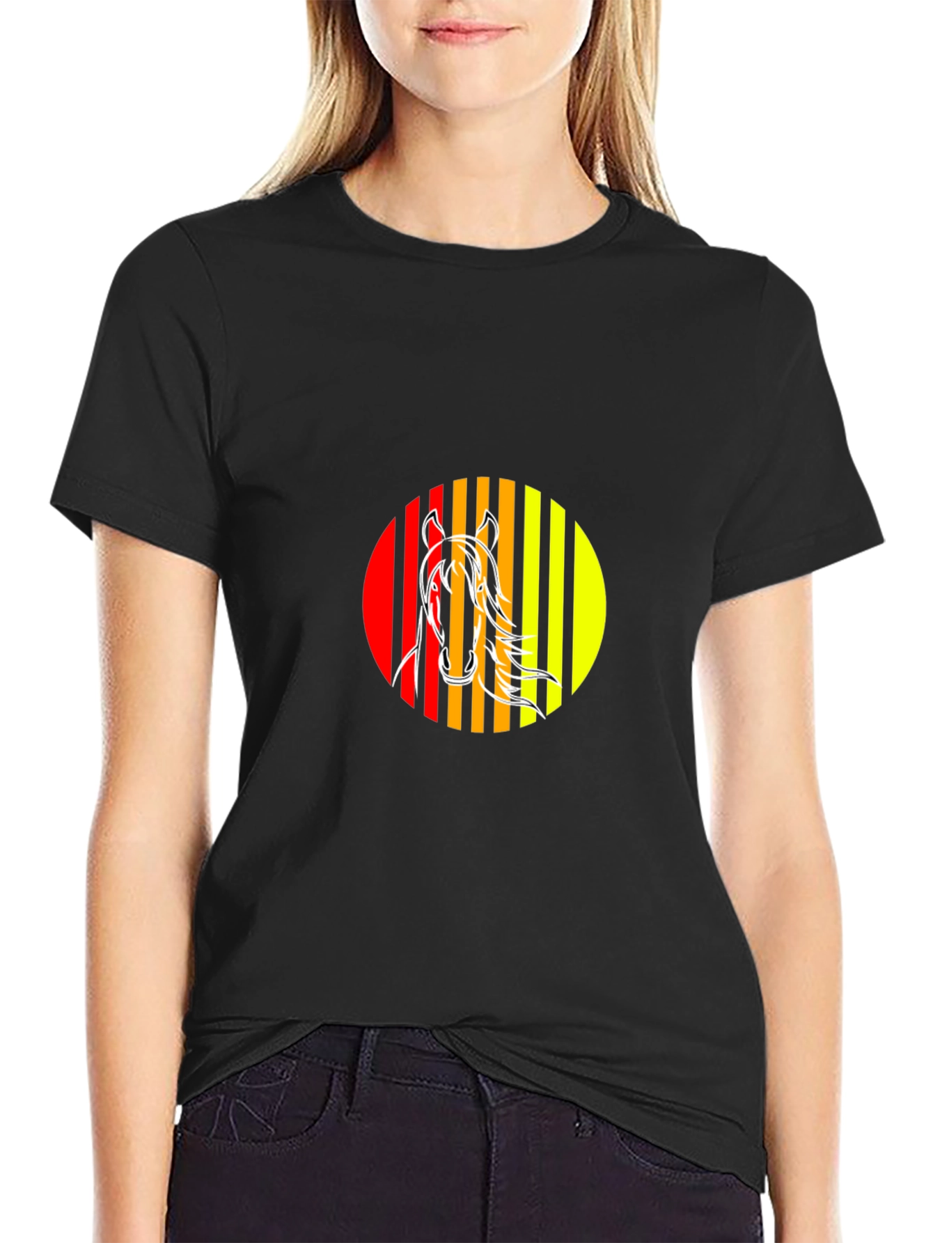 Horse Graphic Tee - Stylish Mens Black T-Shirt