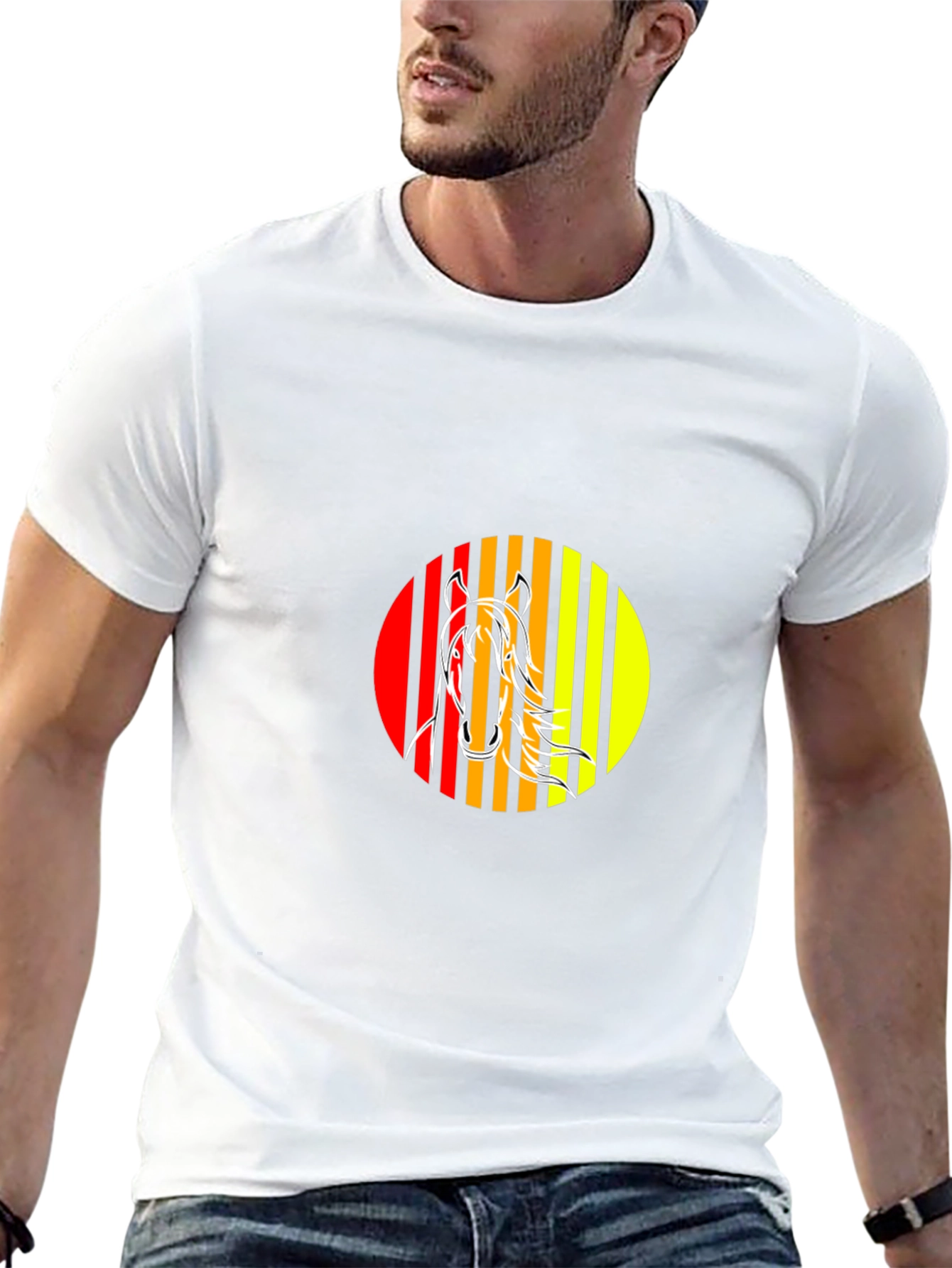 Horse Graphic Tee - Stylish Mens Black T-Shirt