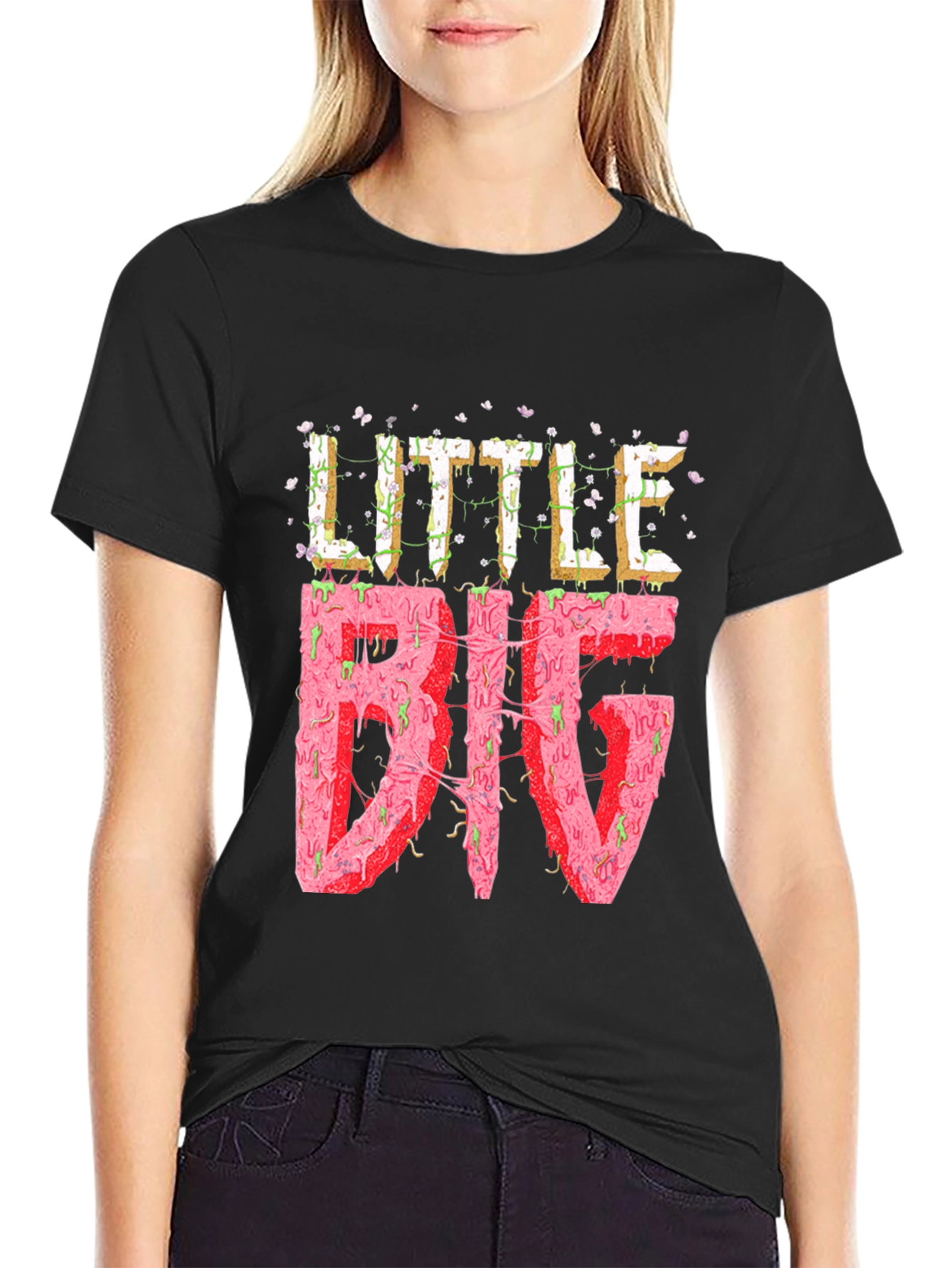 Little Big Graphic Tee - Black Cotton T-Shirt