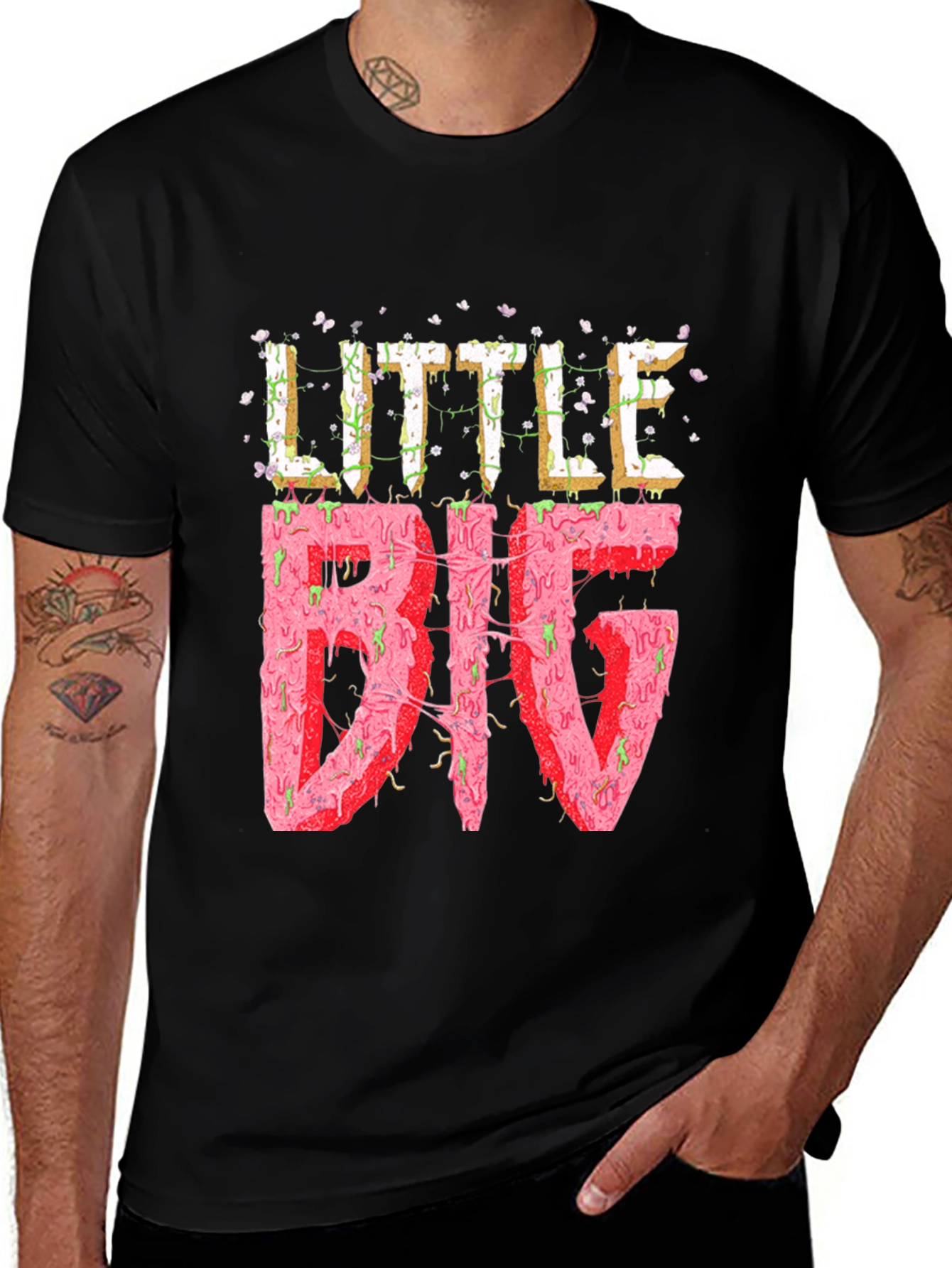 Little Big Graphic Tee - Black Cotton T-Shirt