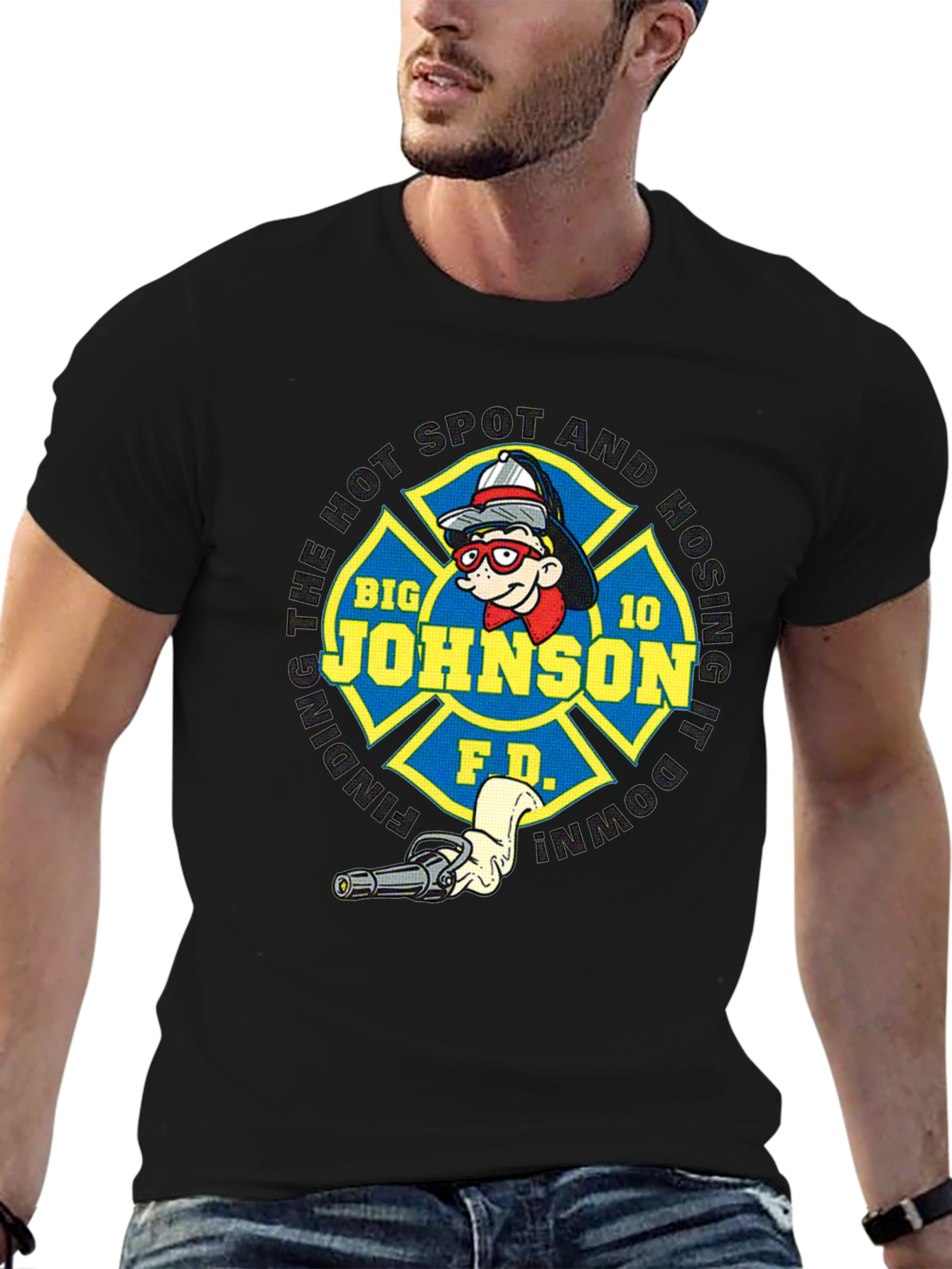 Big Johnson Fire Department Black T-Shirt