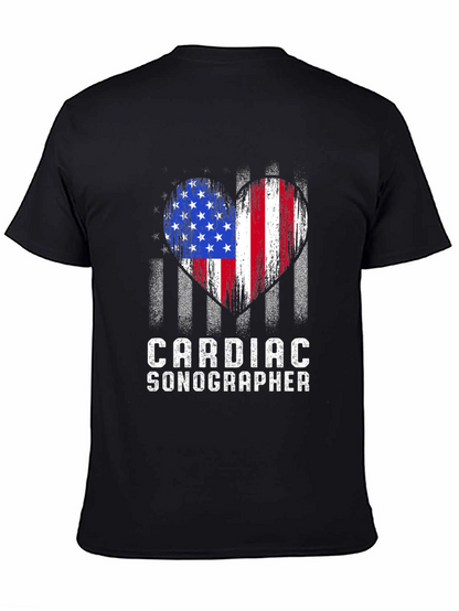 Cardiac Sonographer American Flag Heart T-Shirt