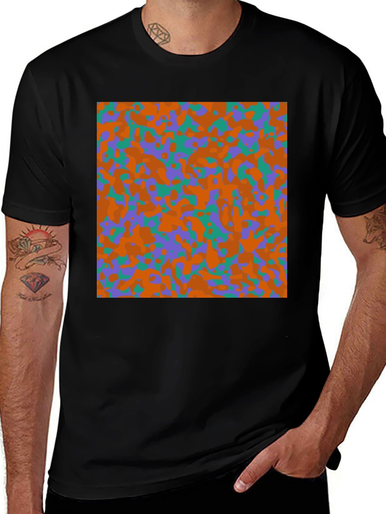 Camouflage Pattern Black T-Shirt