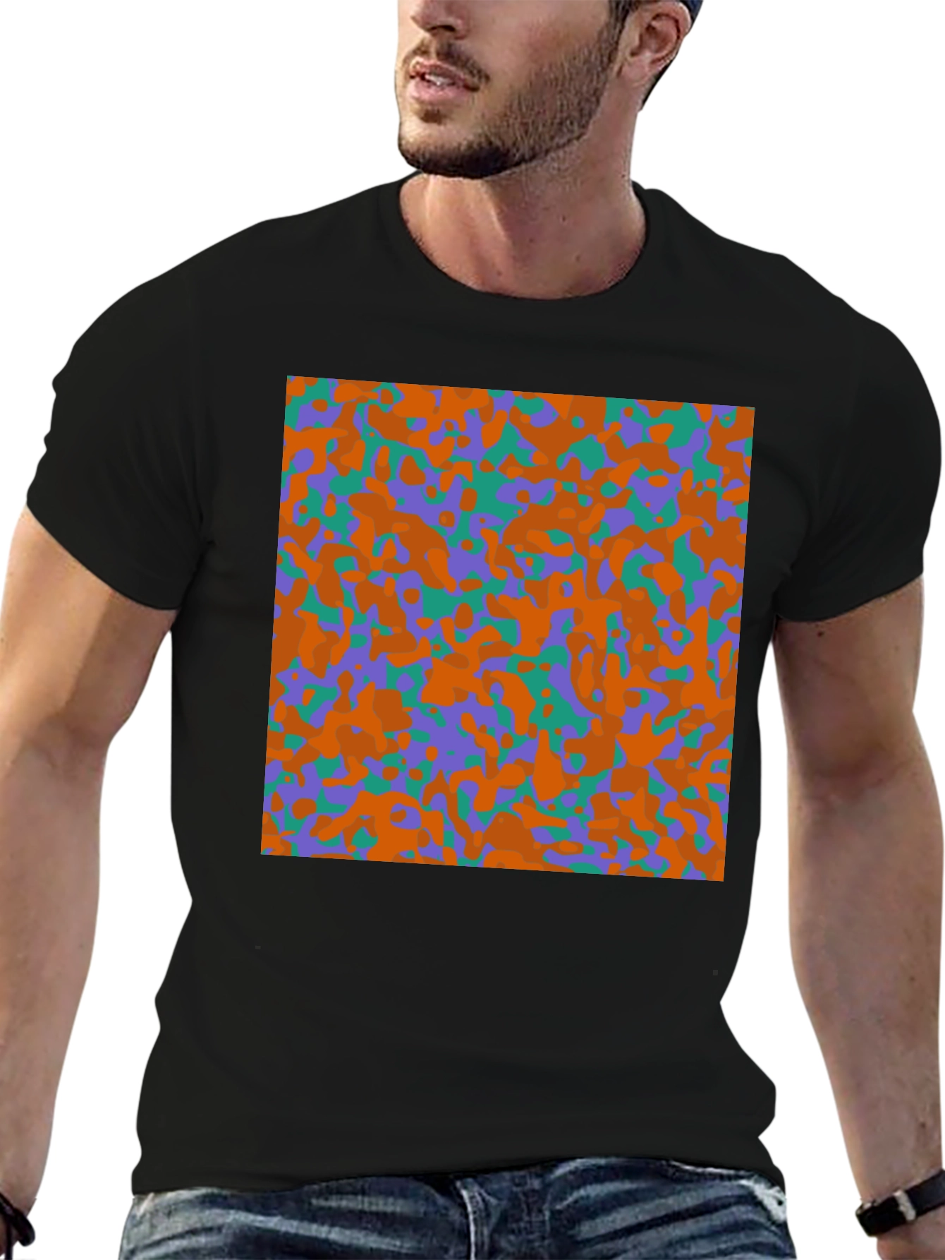 Camouflage Pattern Black T-Shirt