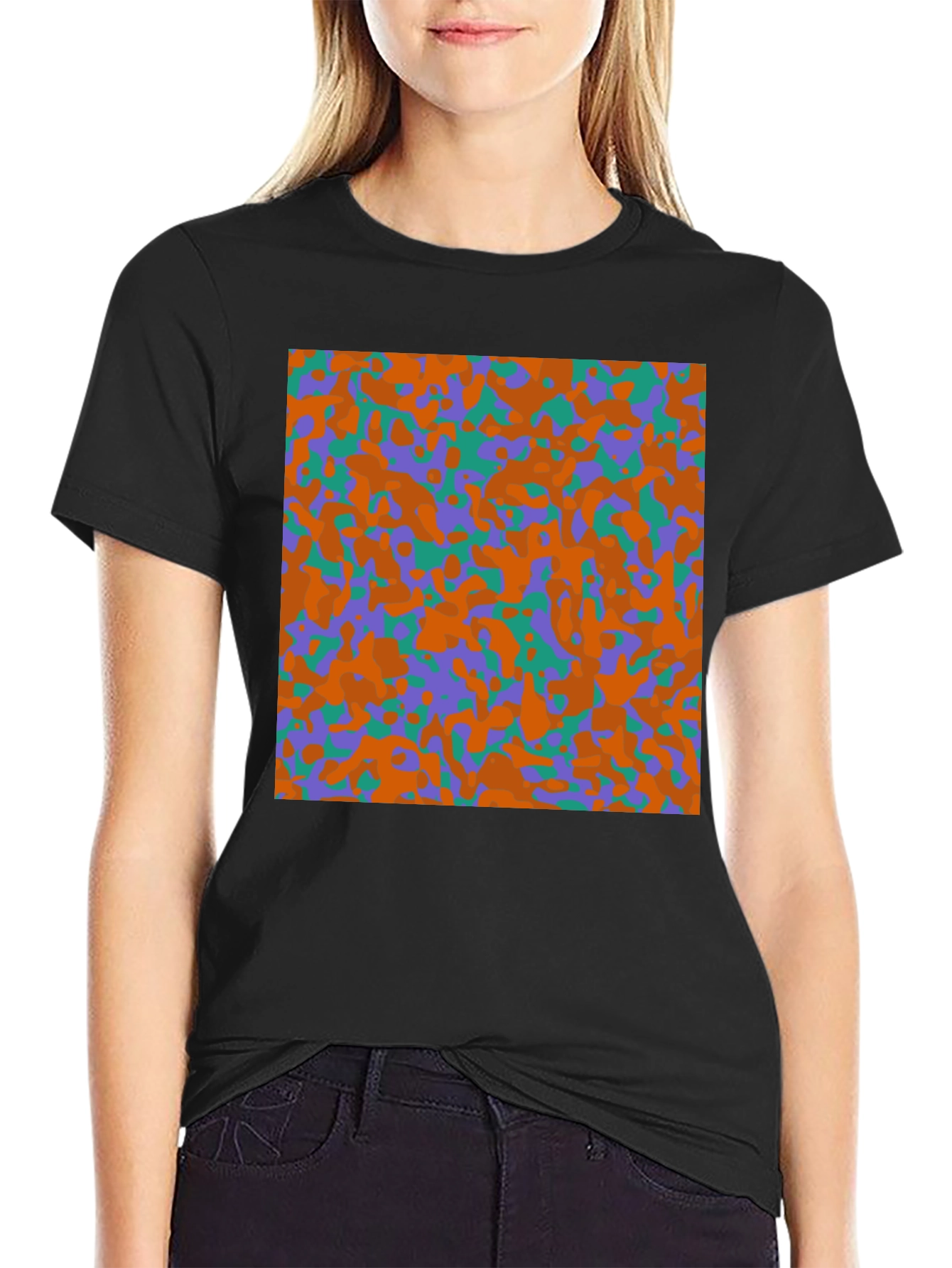 Camouflage Pattern Black T-Shirt