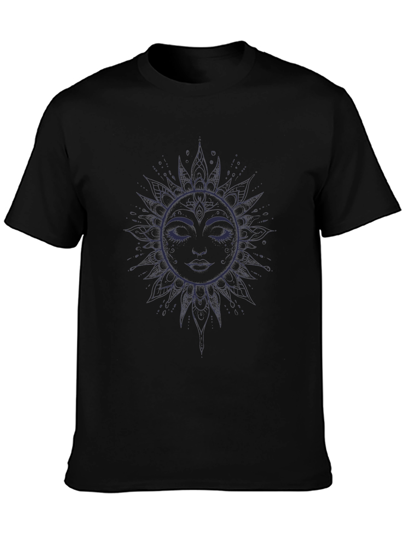 Celestial Sun Face Graphic Tee - Unisex Black T-Shirt