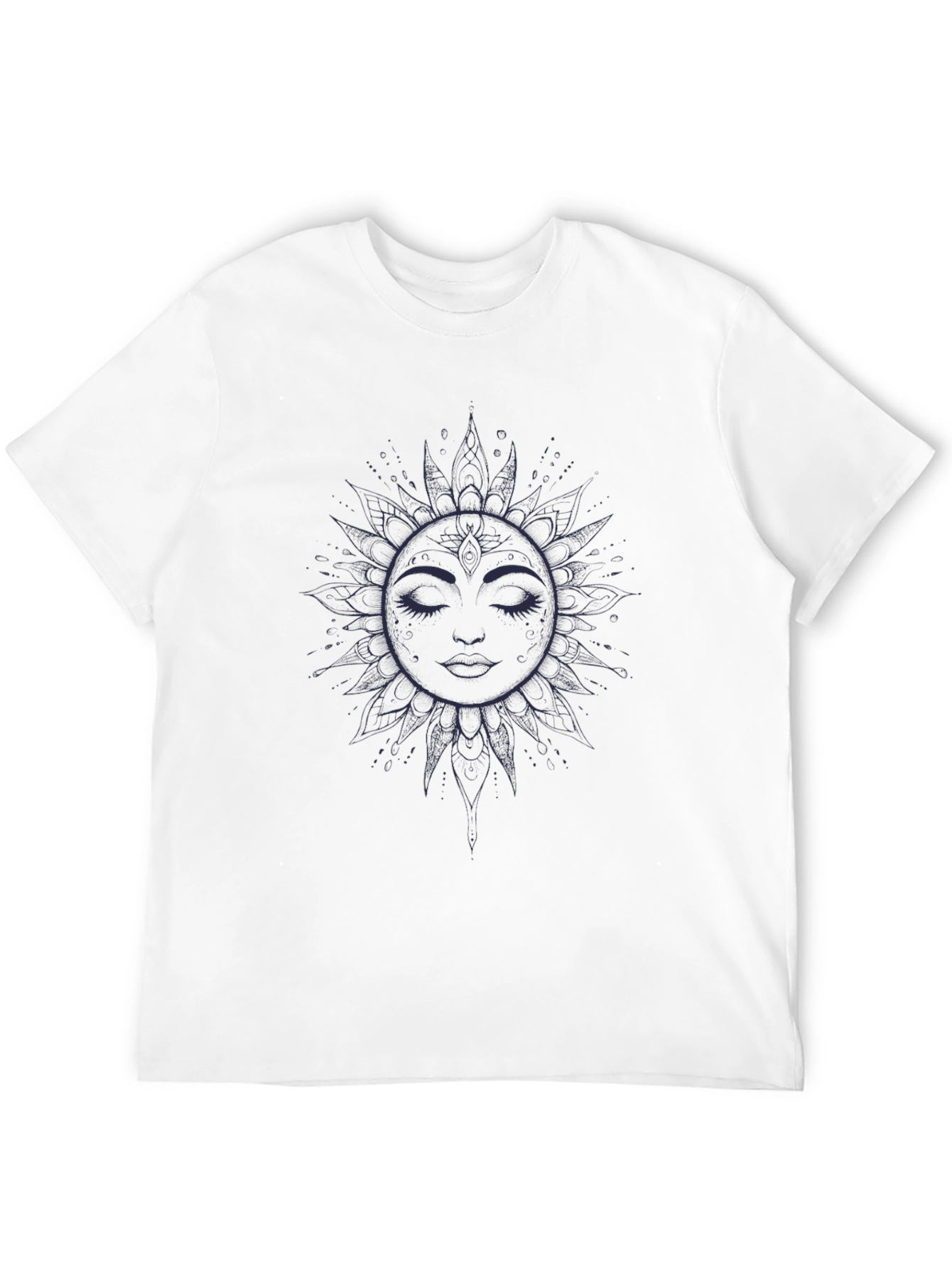 Celestial Sun Face Graphic Tee - Unisex Black T-Shirt
