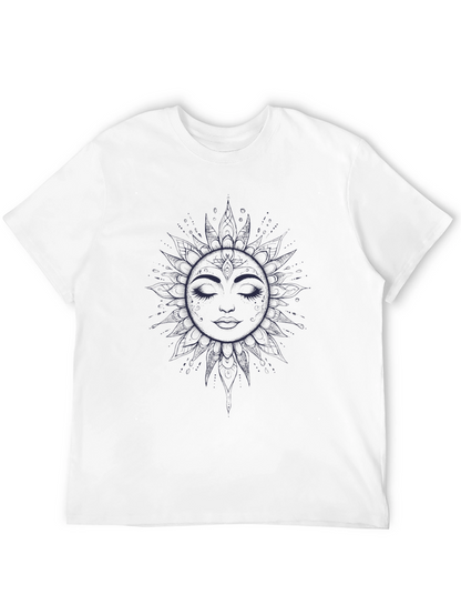 Celestial Sun Face Graphic Tee - Unisex Black T-Shirt