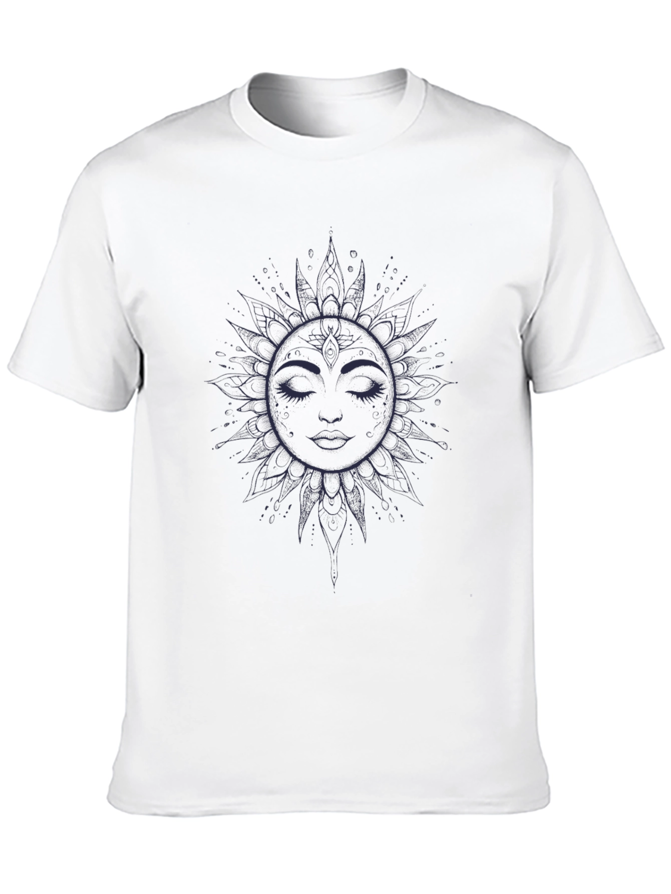 Celestial Sun Face Graphic Tee - Unisex Black T-Shirt