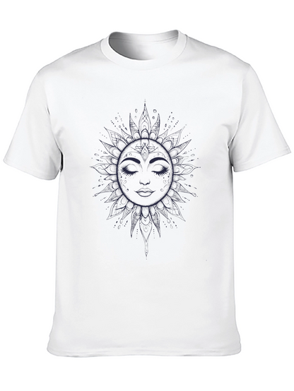 Celestial Sun Face Graphic Tee - Unisex Black T-Shirt