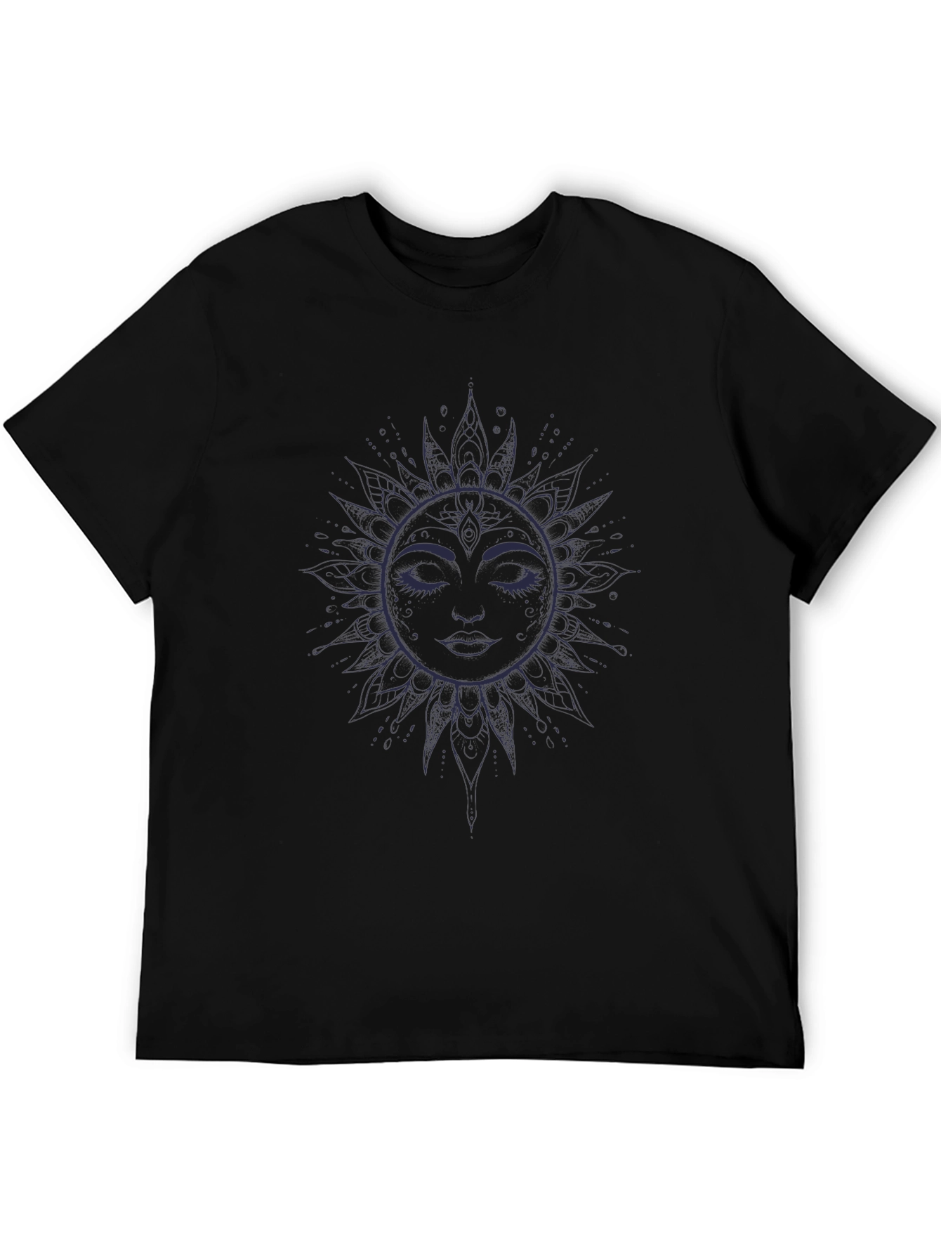 Celestial Sun Face Graphic Tee - Unisex Black T-Shirt