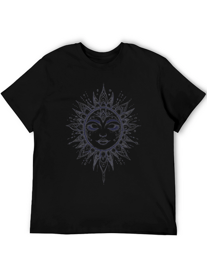 Celestial Sun Face Graphic Tee - Unisex Black T-Shirt