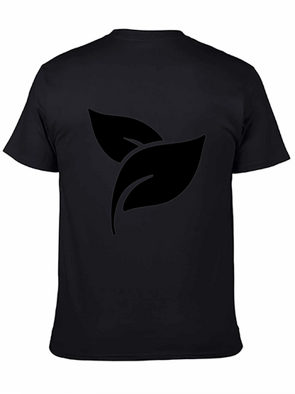 Black Leaf Print Crew Neck T-Shirt