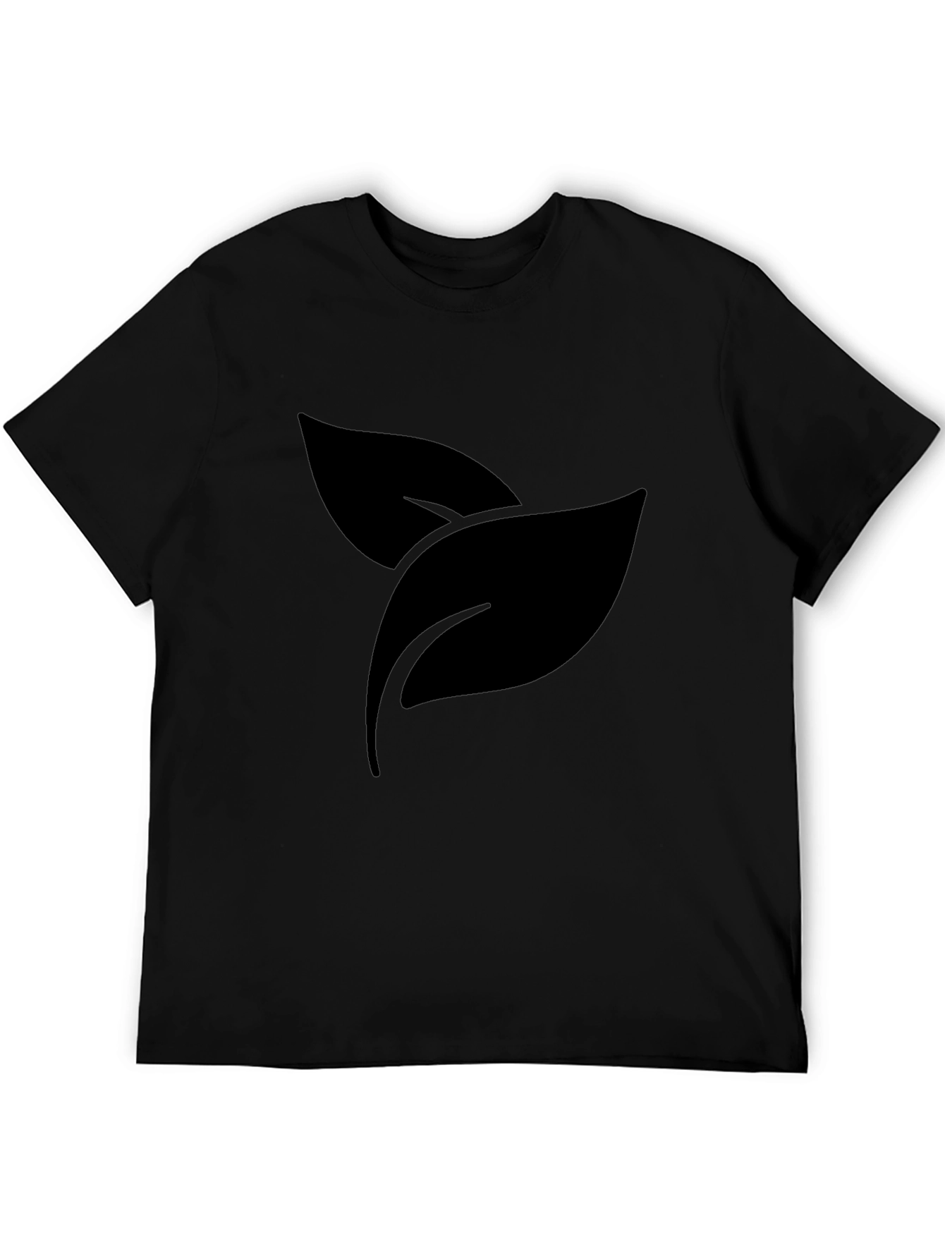 Black Leaf Print Crew Neck T-Shirt