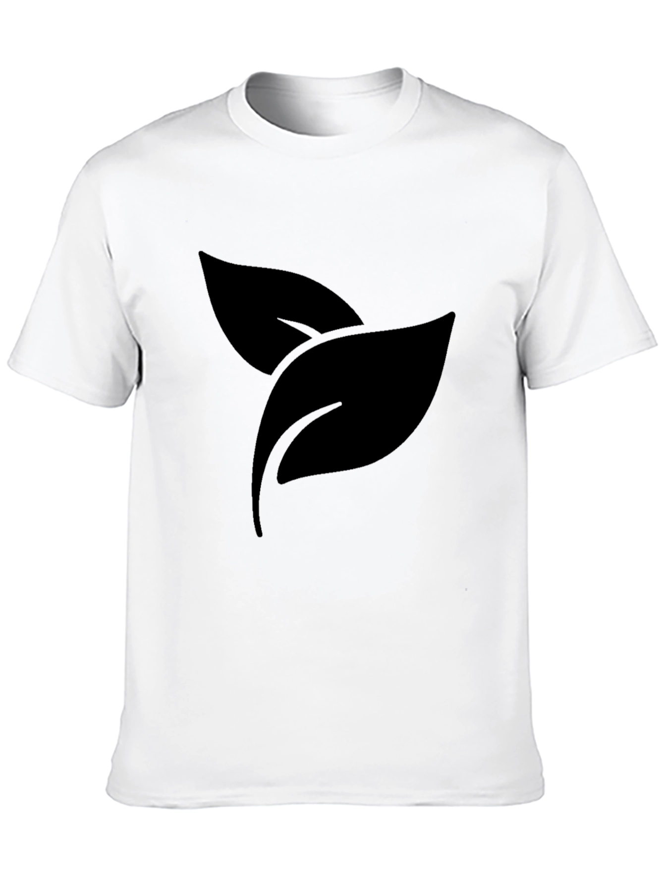 Black Leaf Print Crew Neck T-Shirt