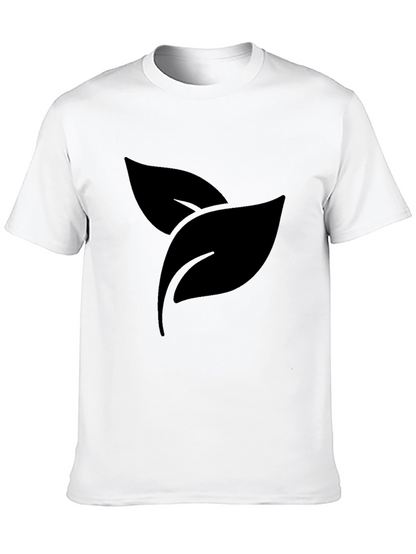 Black Leaf Print Crew Neck T-Shirt
