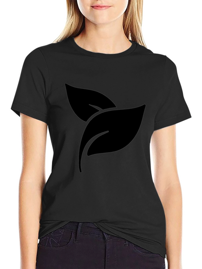 Black Leaf Print Crew Neck T-Shirt